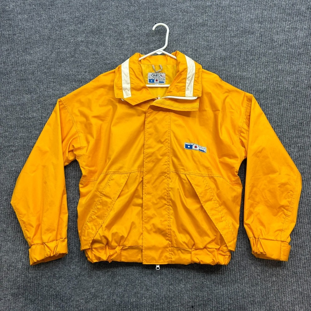 Vintage Omega Boston Sailing Jacket Mens L Yellow Made USA Nautical Windbreaker